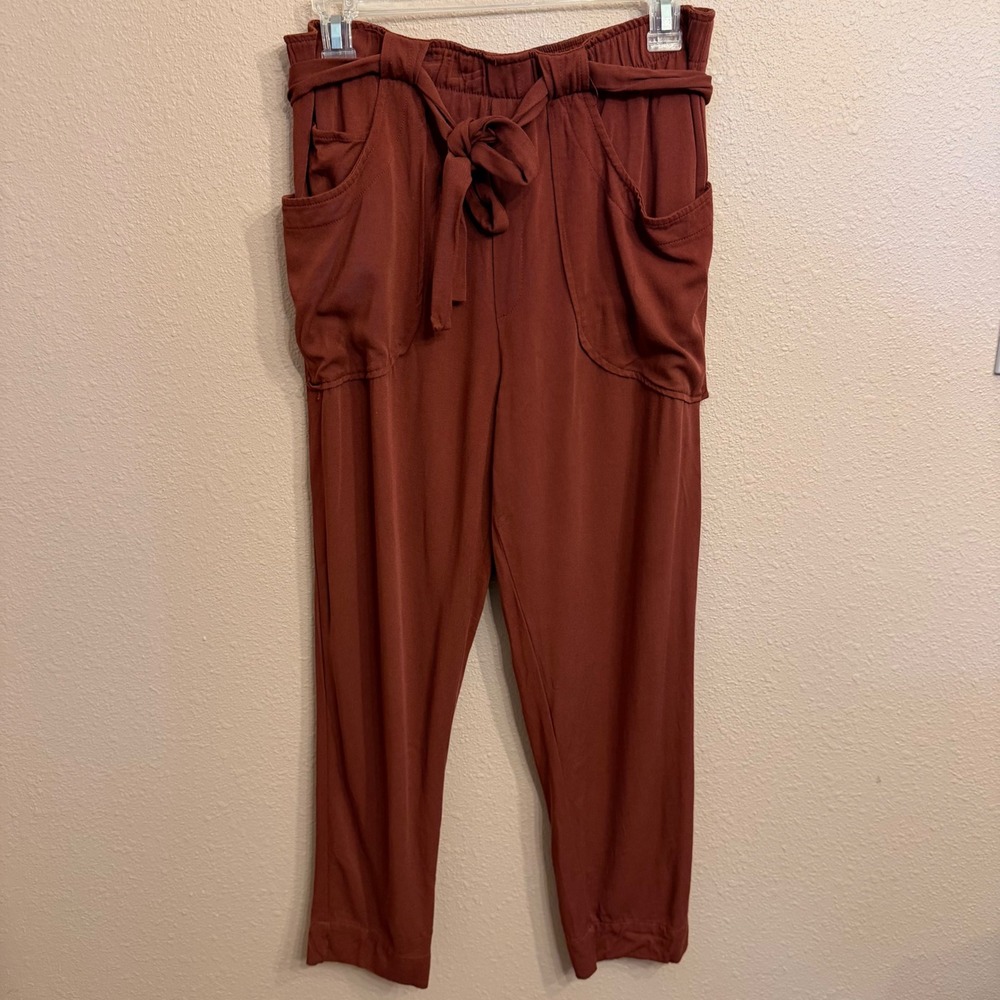 Anthropologie Dolan Left Coast Rust Rayon Paperbag Waist Jogger Pants Small